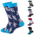 thumbnail image 3 of Xfvqtps Mens and Womens Crew Socks Rocket Astronaut Prints Knit Mid Tube Thickening Comfortable Soft Cozy Indoor Sleep Warm Winter Socks Red, 3 of 3