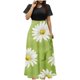 thumbnail image 2 of Puntoco Vestido De Manga Corta Con Cuello Redondo Y Falda Larga Estilo Resort Con Estampado Floral Para Mujer Negro S,Regalos Para Mujer Joven, 2 of 5