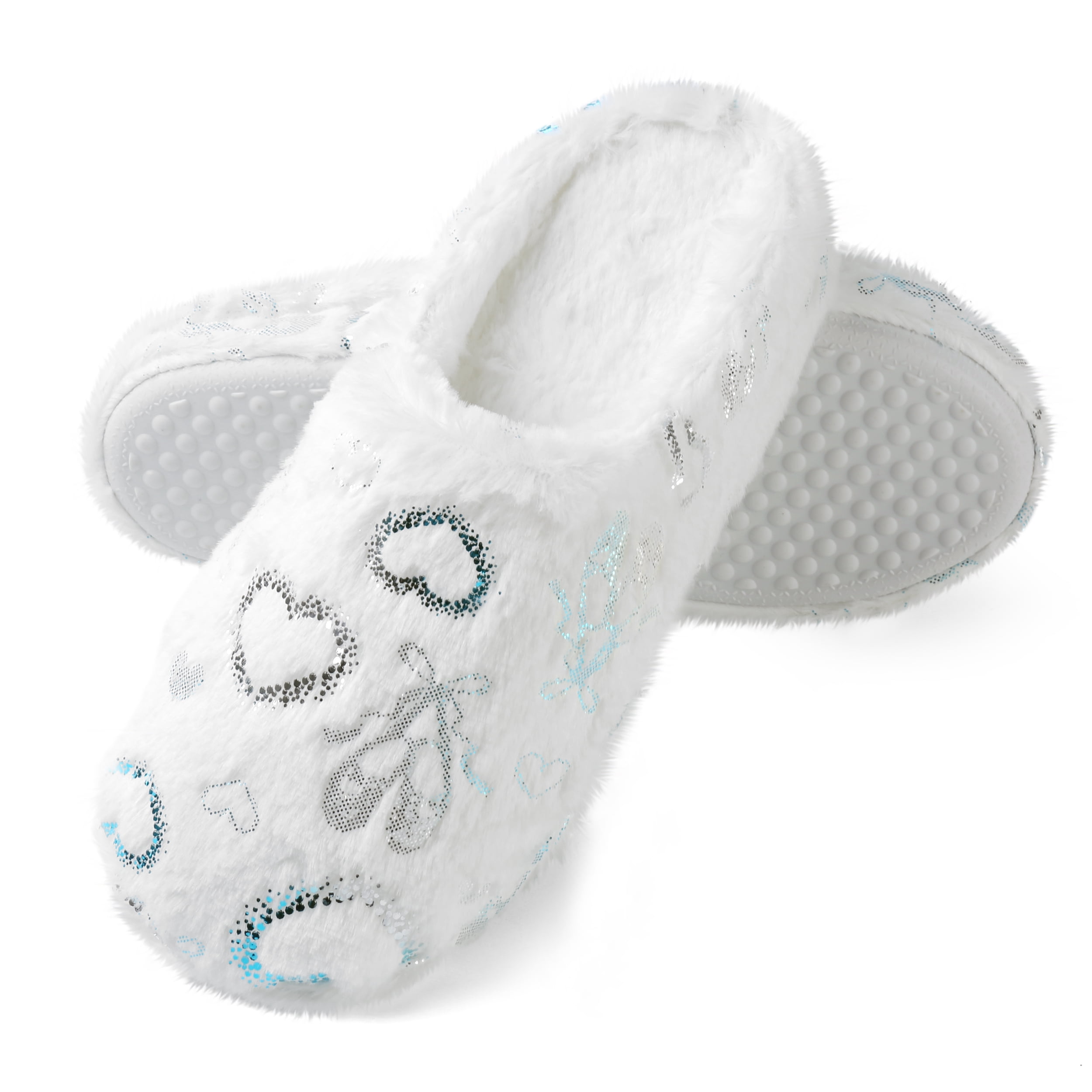 Love Heart Memory Foam Slip-On Indoor Spa Slippers for Women – Plush, Cozy, Non-Slip Sole, Heart Design