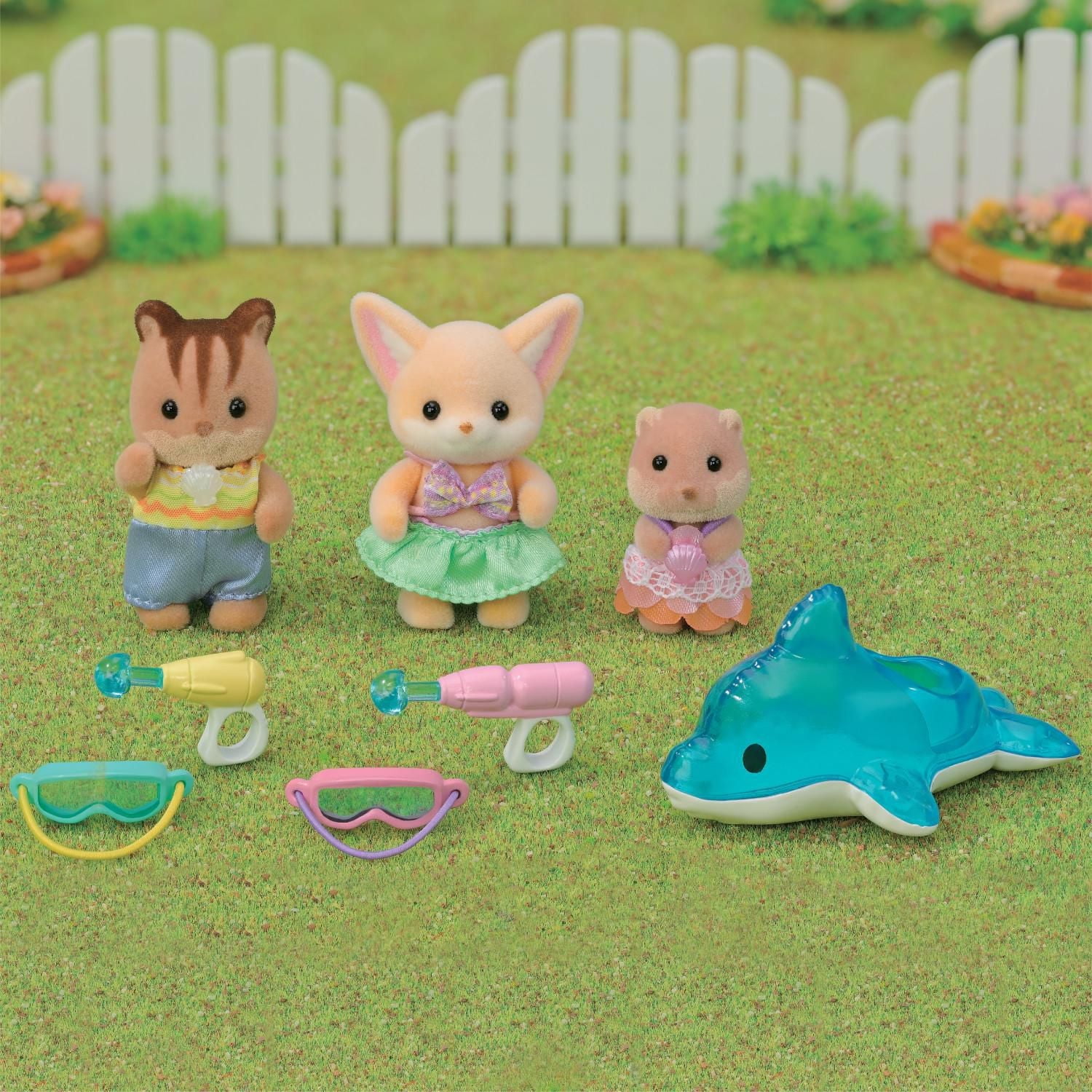 Calico Critters Nursery Friends - Pool Fun Trio, Set of 3 Collectible Doll Figures With Accessories, 3 Doll Figures & Accessories