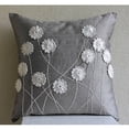 thumbnail image 2 of Cushion Covers, Grey Throw Pillows Cover, Ribbon Flower Pillows Cover, 14x14 inch (35x35 cm) Decorative Pillow Covers, Square Silk Pillowcase, Floral, Contemporary - Floral Whispers, 2 of 6