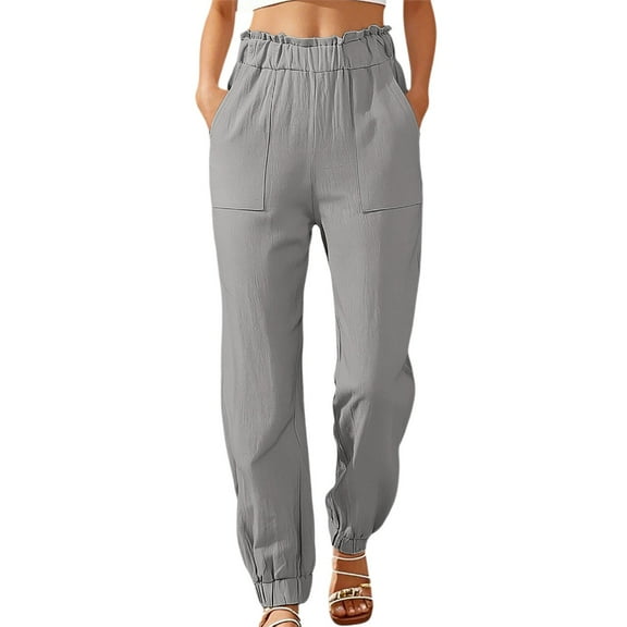 EDFBUYKRS Female Women Pants Casual Teacher Pants for Women 2026 Women's Casual Pants Loose Fit Mid Rise Floral Lace Trim Plaid Pattern Comfortable Stretchy Soft Breathable Everyday Wear for Women M