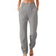 thumbnail image 1 of Pantalones casuales de cintura media para mujer - Estampado de cuadros con ribete de encaje floral - Poliéster elástico y transpirable para el día a día y el descanso, 1 of 5