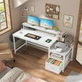 thumbnail image 4 of JJUN 57" Office Desk with Drawers and Printer Space,Computer Desk with Power Outlets,Home Office Desks with File Drawers Cabinet,Study Writing and Gaming Desk with Shelves Monitor Stand,White, 4 of 18