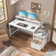 thumbnail image 4 of JJUN 57" Office Desk with Drawers and Printer Space,Computer Desk with Power Outlets,Home Office Desks with File Drawers Cabinet,Study Writing and Gaming Desk with Shelves Monitor Stand,White, 4 of 18