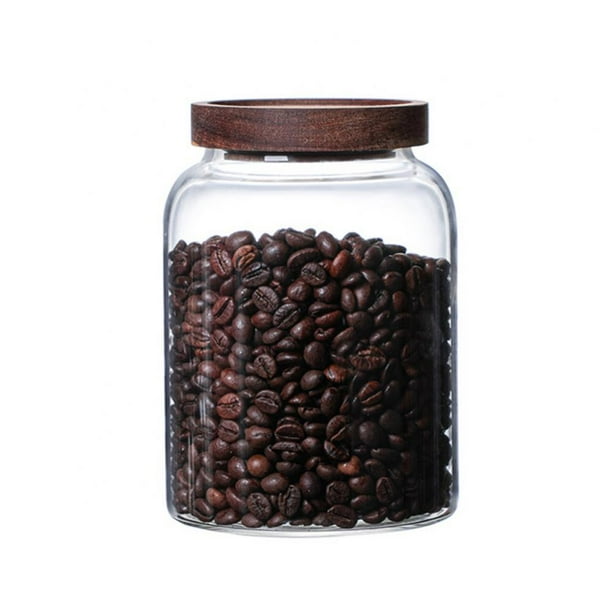 Magazine Glass Airtight Food Jars with Wooden Lids, Kitchen Canisters