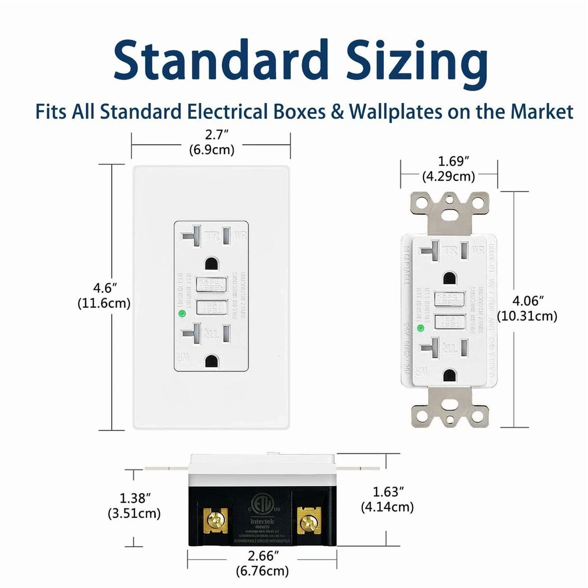 CIRCLE- 20 Amp Gfi Outlet Duplex Receptacle Ground Fault Circuit Interrupter Tr Wr Etl