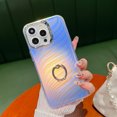 thumbnail image 2 of Compatible with iPhone 15 Pro Case, Laser Bling Glitter Iridescent Feather Wave TPU Frosted Plating Ring Kickstand Anti-scratch Phone Case for Girls Women for iPhone 15 Pro - B, 2 of 10