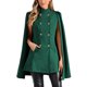 thumbnail image 1 of Abrigo de capa de doble botonadura con mangas abiertas Inspire Chic para mujer, color verde oscuro, talla M, 1 of 6