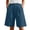 Blue, variant on Taqqpue Womens Linen Bermuda Shorts Casual Elastic Waist Drawstring Wide Leg Athletic Shorts Summer Plus Size Solid Color Shorts with Pockets