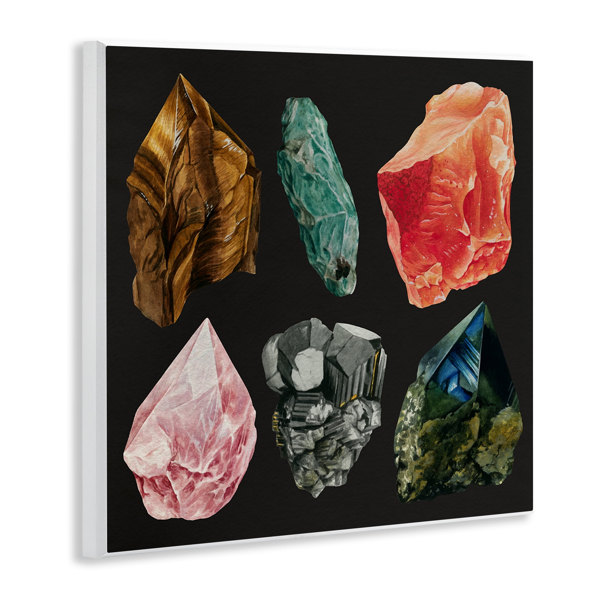 Stupell Industries Natural Crystal Gems STEM Painting Unframed Art Print Wall Art, 12 x 12