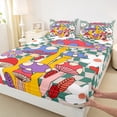 thumbnail image 3 of Homewish Colorful Cartoon Mushroom Full Size Sheets,Cute Daisy Flower Bed Sheets,Classic Geometrioc Checkered Sheet Sets For Girl Boy,Super Cozy Room Decor,4 Pieces, 3 of 7