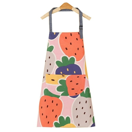 

QUSENLON Cartoon Pattern Cotton Apron with Large Front Pocket No Sleeve Hanging Neck