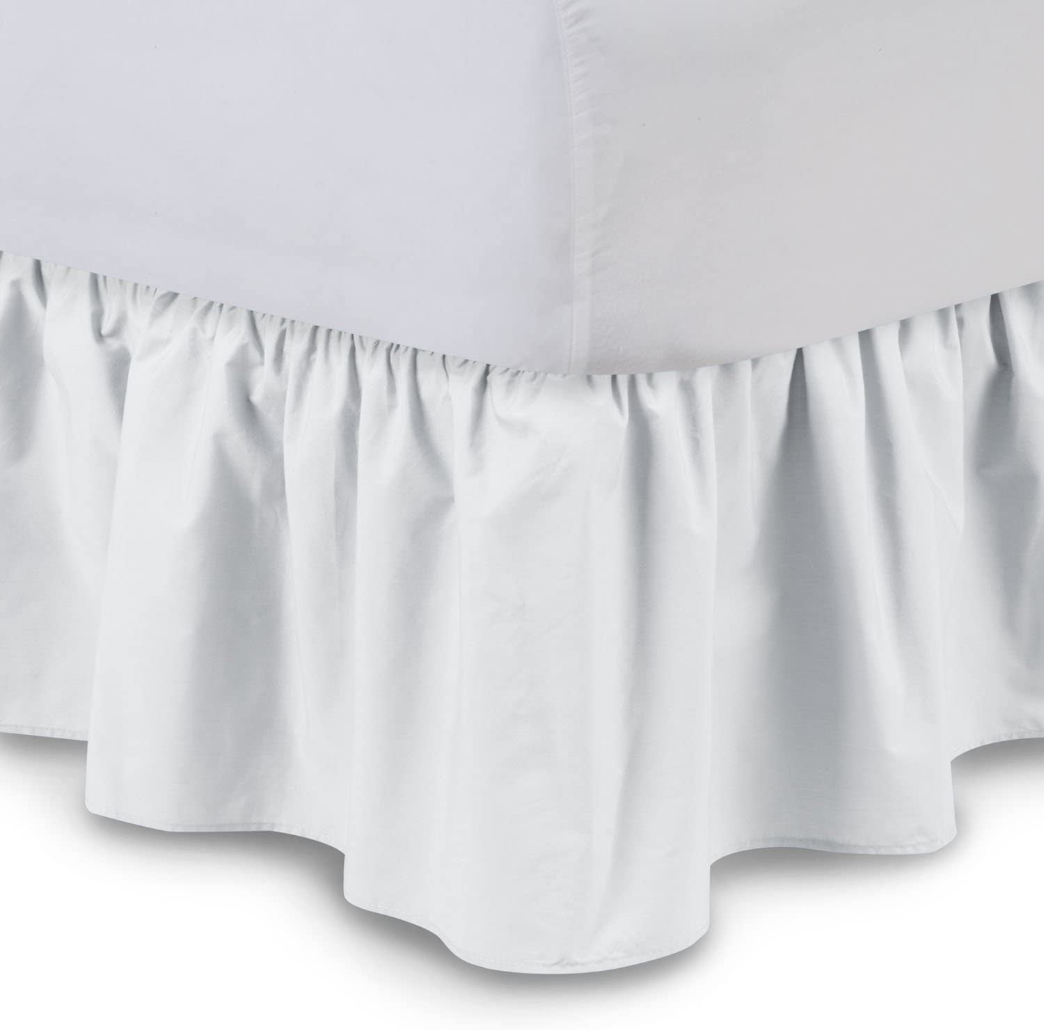 Made Brushed Microfiber Twin 12 Inches Easy fit Bone Ruffled Bed Skirt with Split Corners Three Side Coverage