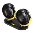 thumbnail image 3 of Ventilador de coche con doble cabezal USB, aire acondicionado portátil, ventilación automática, 12V, negro y amarillo, 3 of 5