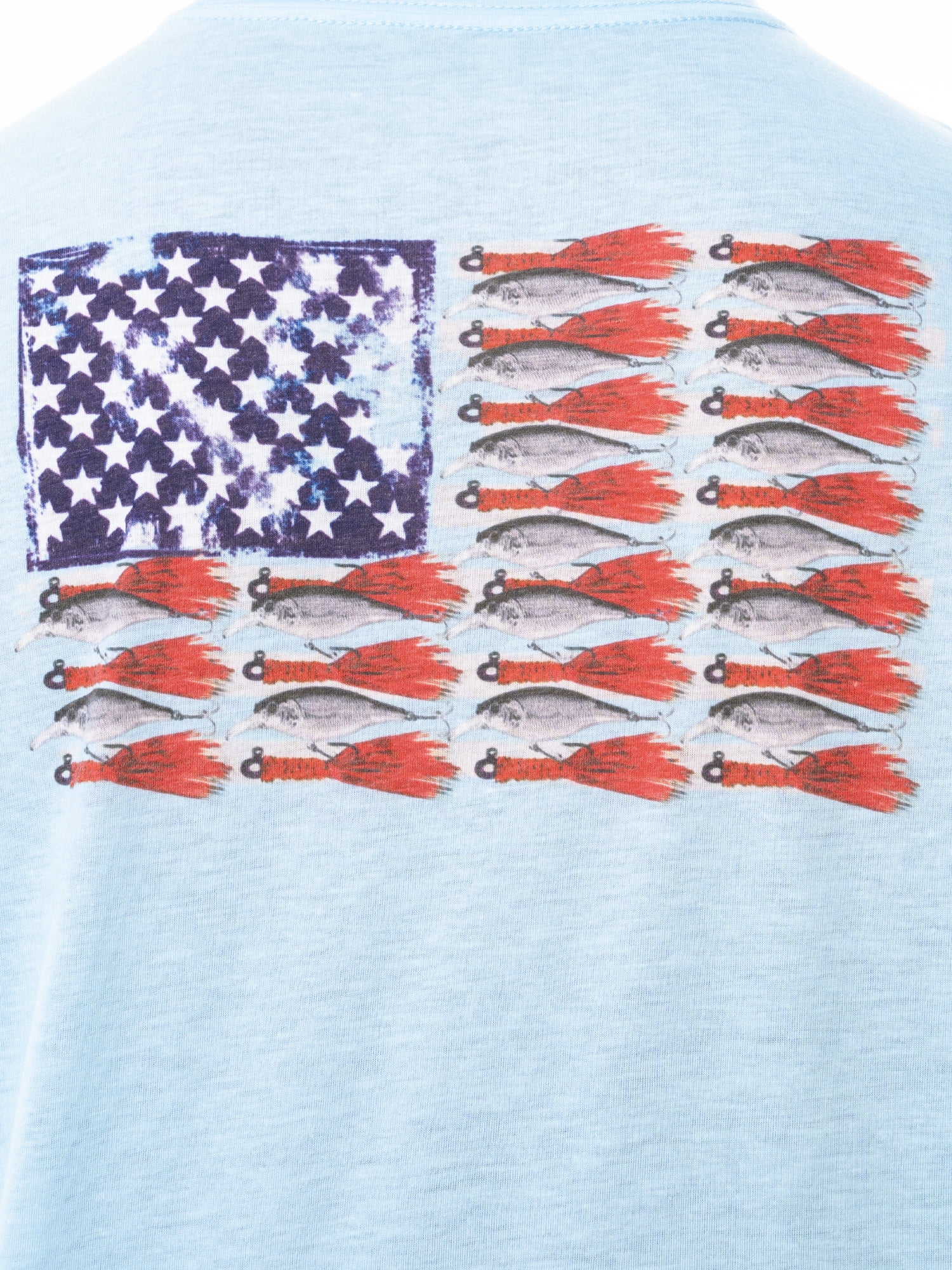 Fish N Vibe Men's Short Sleeve Fishing Performance Outdoor Graphic T-Shirt, Light Blue, XL