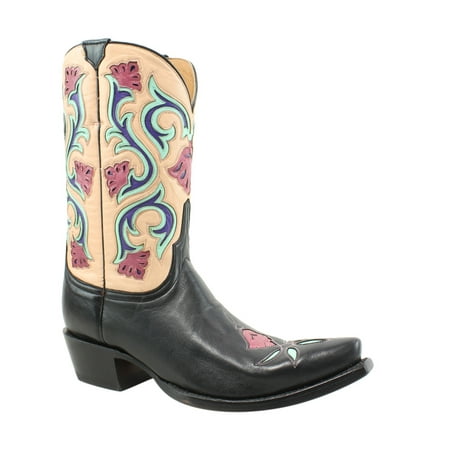 - Lucchese Womens M4921 Black Cowboy, Western Boots Size 7