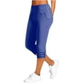 thumbnail image 2 of Capri Pants for Women 2025 High Waisted Stretch Slim Fit Button Yoga Fitness Capris Leggings Womens Cropped Pants, 2 of 7