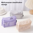 thumbnail image 4 of bestolf Cosmetic Bag Zipper Design Adjustable Size Mesh See-Through Washable Travel Makeup Organizer Storage Pouch (Light Gray ), 4 of 8