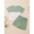 thumbnail image 4 of GYRATEDREAM Baby Boy Summer Clothes Contrast Color Short Sleeve T Shirts Stretch Rolled Shorts Cute Toddler Outfits 12M-6T, 4 of 8