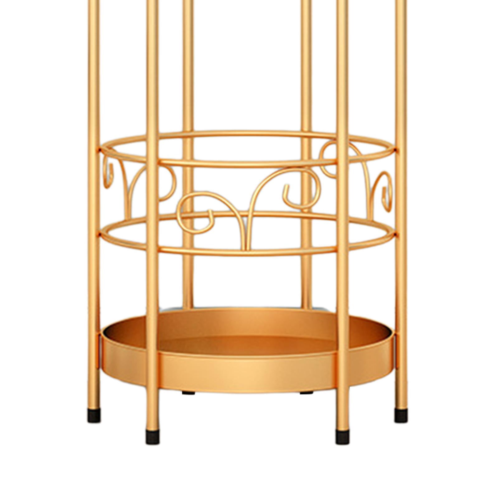 Fiocias Iron Round Umbrella Stand Rack Organizer 9.84x23.62inch Standing Umbrella Holder gold
