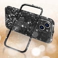 thumbnail image 3 of Compatible with iPhone 15 Plus Bling Glitter Case for Women Cute Diamond Rhinestone Sparkly Acrylic Sticker Back Plating Metal Bumper FrameProtective Girly Fashion Luxury Cover Black, 3 of 6
