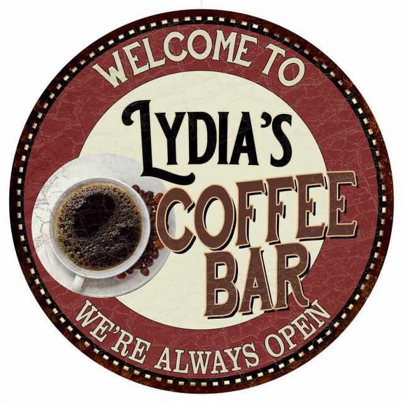 Lydia's Coffee Bar Round Metal Sign Kitchen Room Wall Decor 100140041245