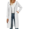 thumbnail image 2 of Women Casual Zip up Polyester Hoodies, Long Hoodie Tunic Jackets Long Sleeve Sweater Dress with Side Pockets White 2XL, 2 of 7