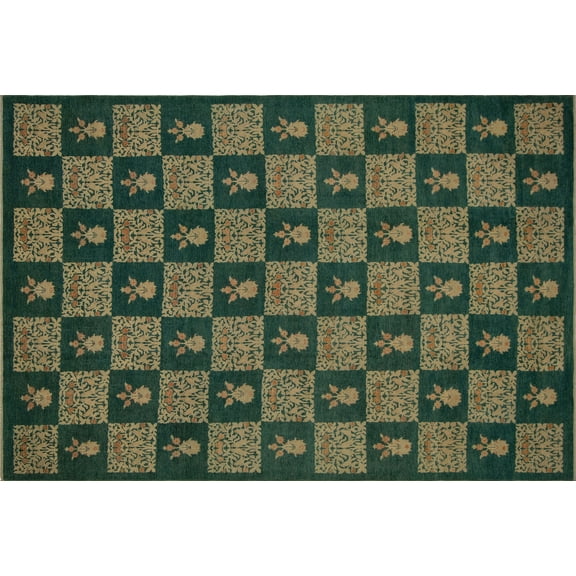 Peshawar Luca Green/Green Rug, 9'8" x 13'11"