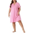 thumbnail image 2 of Agnes Orinda Women's Plus Size Nightgowns Button Down Sleepshirt Nightshirt Soft Sleepwear Pajama Dress 3X Pink, 2 of 6