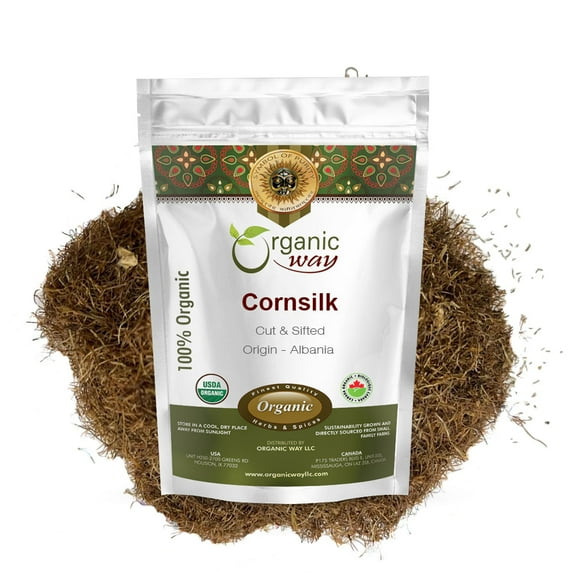 Organic Way Corn Silk Cut & Sifted (Stigma Maydis) - European Wild-Harvest | Organic & Kosher Certified | Vegan, Non GMO & Gluten Free | USDA Certified | Origin - Albania (1/4 lbs / 4 oz)