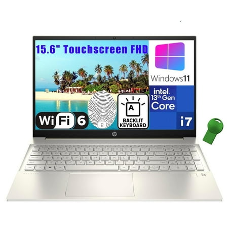 HP Pavilion 15 15.6" Touchscreen FHD Laptop Computer, 13th Gen Intel 10-Core i7-1355U, 64GB DDR4 RAM, 4TB PCIe SSD, WiFi 6, BT 5.3, Backlit KB, Fingerprint Reader, Warm Gold, Windows 11