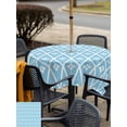 thumbnail image 5 of Outdoor Tablecloth with Umbrella Hole for Patio/Picnic/Party/Camping, Minimalist Art Waterproof Table Cloth Square Cover Washable, Boho Abstract Floral Lattice Light Blue (54"x 54"), 5 of 9