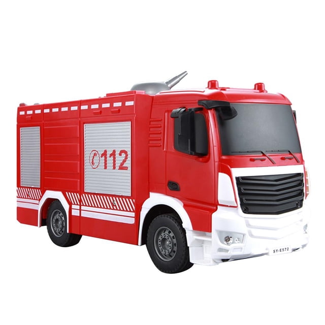 Camión de con control remoto completamente funcional (escala 1/26), juguete para regalo para niños Zulema Mini juguete de bomberos para niños
