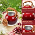 thumbnail image 3 of Uscover 3L Loud Whistling Stovetop Tea Kettle, Teapot Whistling Kettle with Wood Pattern Handle Loud Whistle, Food Grade Stainless Steel Tea Pot for Stovetops Water Kettle(Gradient Red), 3 of 10