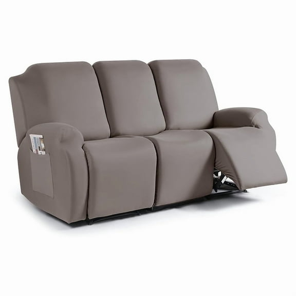 Nvzi-a Couch Cover Jacquard Stretch Sofa Covers Reclining Chair Cover for Living Room Sofa Easy Fit Washable Furniture Sofa Protector 3 seat (Grey Brown)