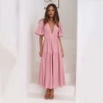 thumbnail image 4 of Vestido de manga corta con cintura informal para mujer, vestido de verano con escote en V profundo, superventas en Europa y América, 2023, 4 of 5