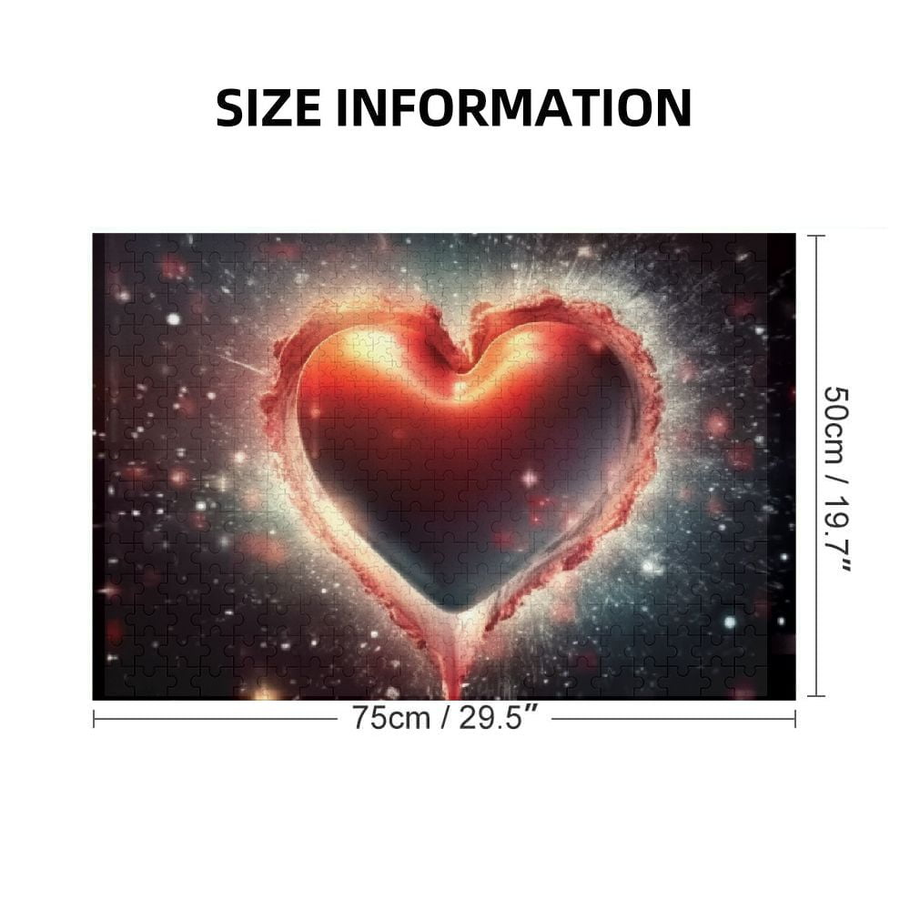 JRXY Heart Shape Star Burst Hologram Wooden Jigsaw Puzzle Gift for Family Friends 1000 PCS