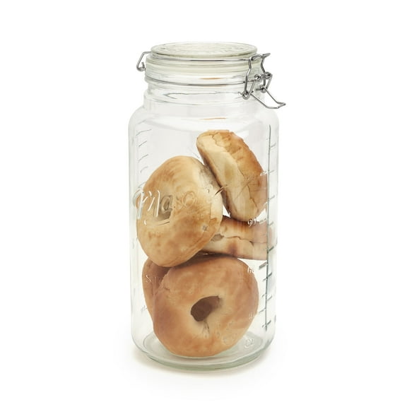 Mason Craft & More Airtight Glass Jumbo Clamp Jar with Lid, Clear Mason Jar Storage Canister, 4.5 Liter (152oz)