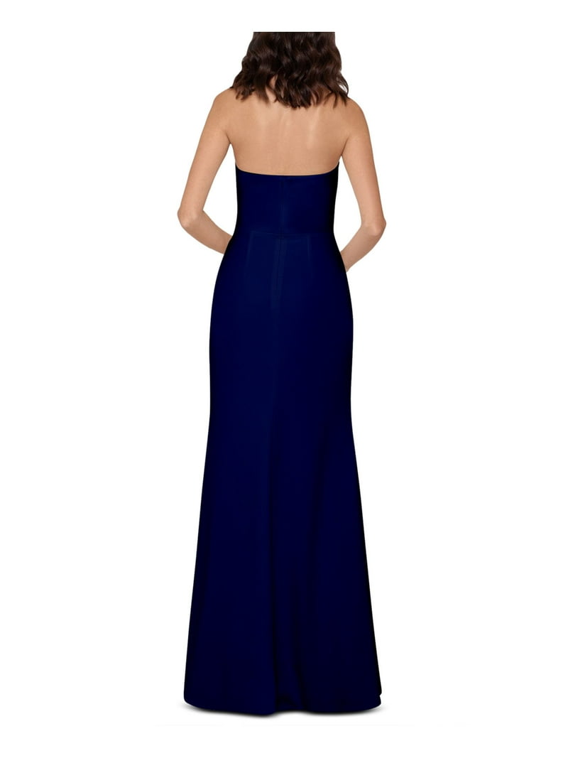 Betsy & Adam Womens Ruffle Cascade Strapless Fit & Flare Dress, Navy, 2