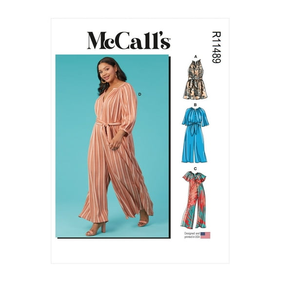 McCall's Sewing Pattern R11489 (8288) - Misses' and Women's Romper, Jumpsuits and Sash, Size: KK (26W-28W-30W-32W)