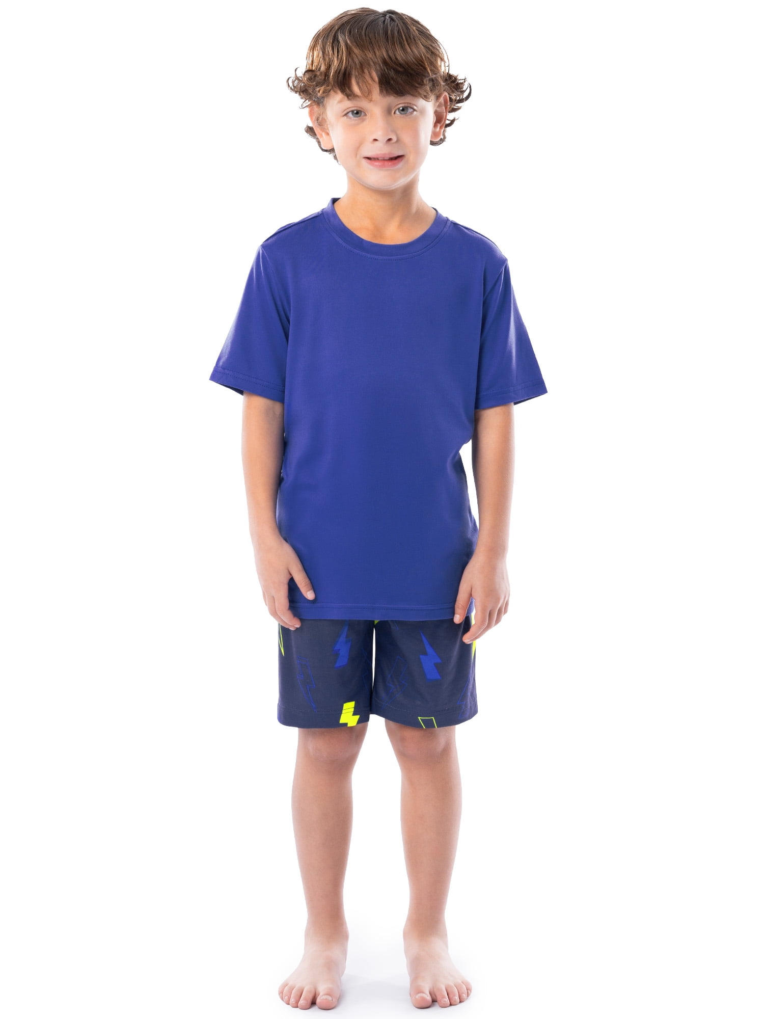 Fruit of the Loom Boy's Getaway Loose Fit Short Sleeve Top, Pajama Sleep pant & Short Set, 3-Piece, Sizes 4/5-14/16