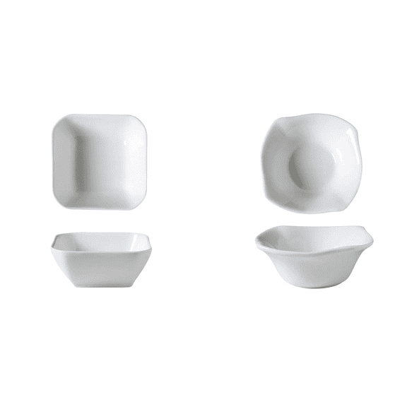 Elegant Mini Dipping Bowls, Square and Wavy Edge, 2 Pack
