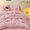 thumbnail image 3 of Sanrio red rosa My melody anime dibujos animados algodón sábana para niños juego de tres piezas colcha con forma de corazón para niña conjunto de cuatro piezas, 3 of 5