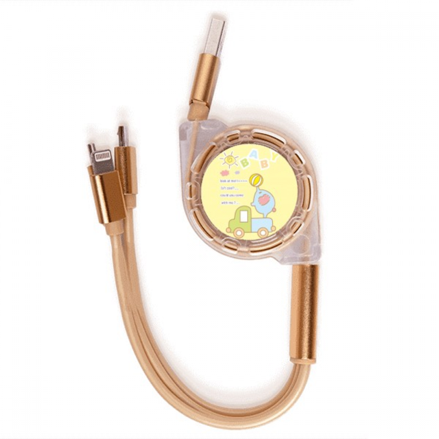 Cartoon Baby Ball elefante camión animal Cable de carga telescópico múltiples USB tres en uno