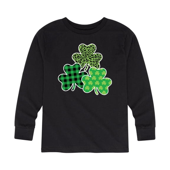 Instant Message - Shamrock Patterns - Youth Long Sleeve Tee