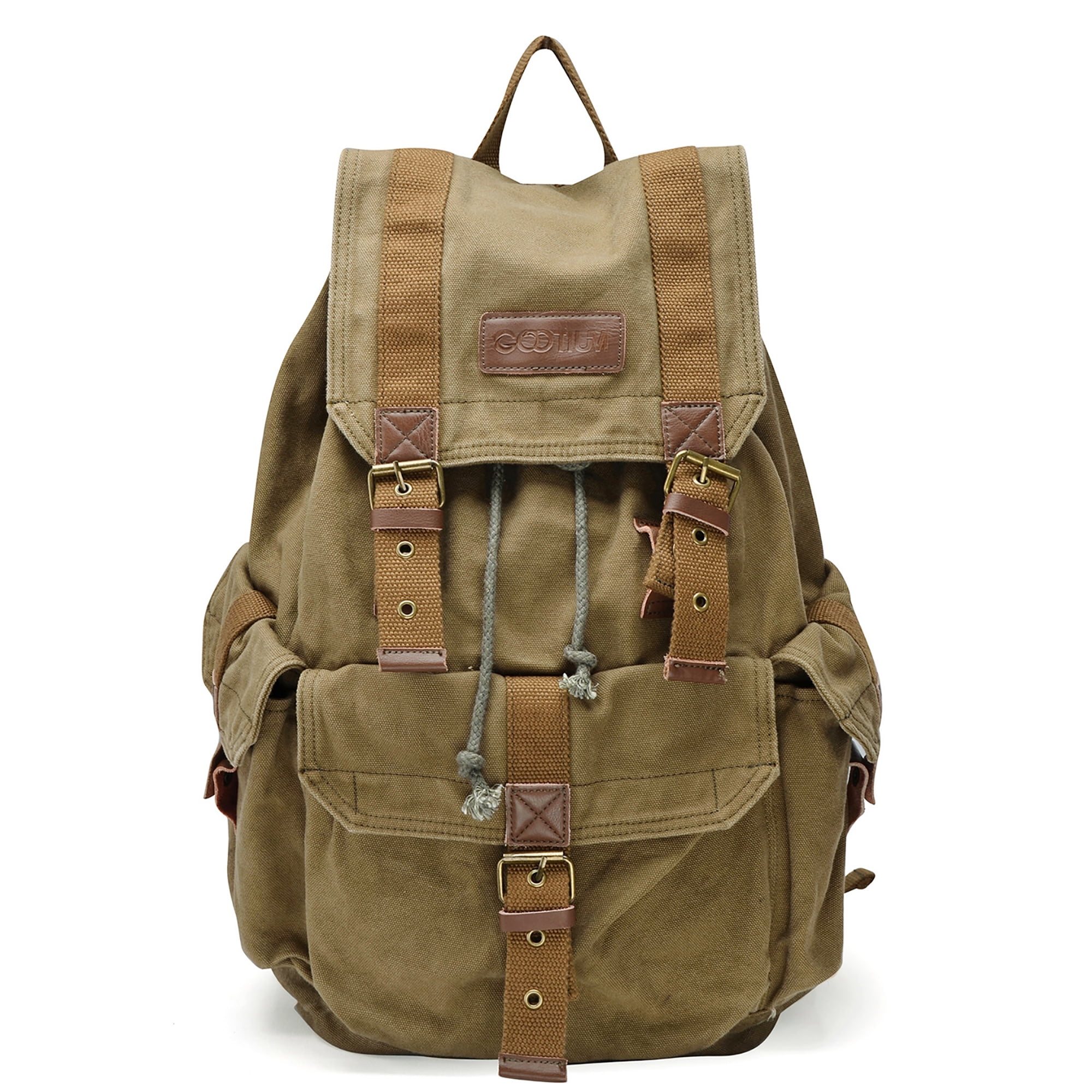 Gootium Vintage Canvas Backpack Unisex Casual Classic Rucksack Army Green Walmart