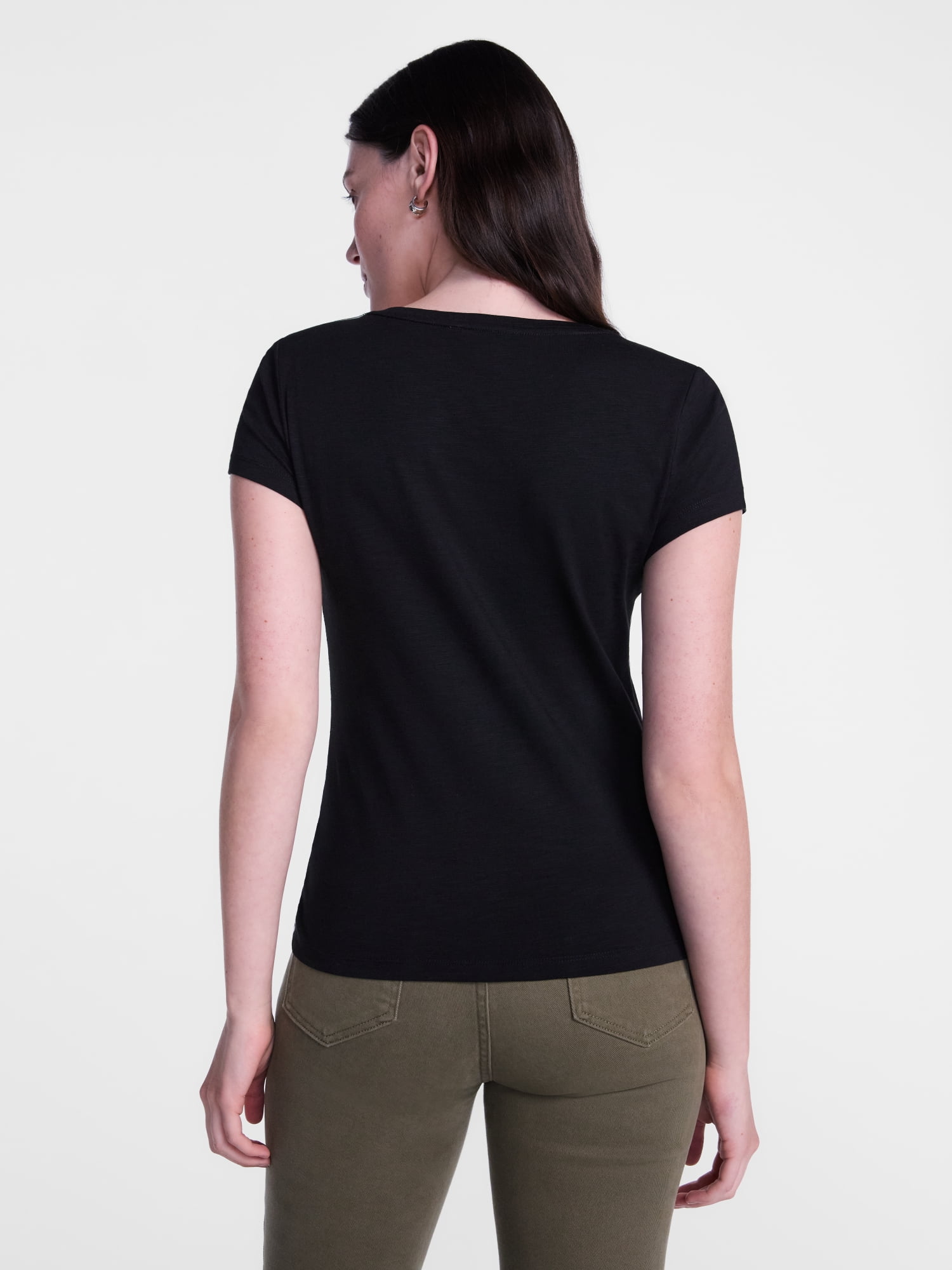 Scenario Women's Scoop Neck Tee with Cap Sleeves, Sizes XS-XXXL