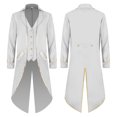 thumbnail image 5 of Vampire Costume, Victorian Tailcoat, Tailcoat Tuxedo Jacket, Pirate Coat, Mens Pirate Coat Steampunk Tailcoat Halloween | Medieval Gothic Vampire Frock Coat, Joker Costume , Theme Party, White S, 5 of 8