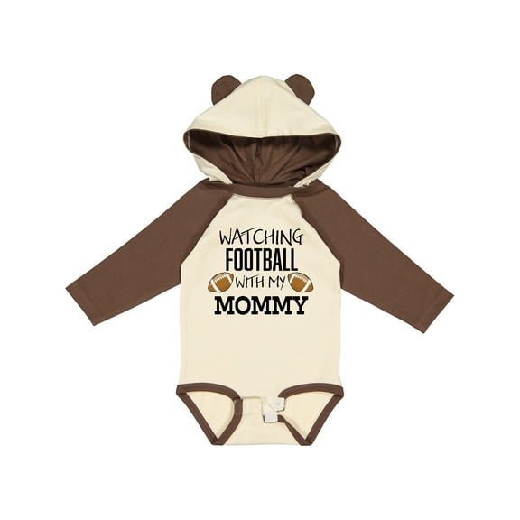 Inktastic Watching Football with My Mommy Boys or Girls Long Sleeve Baby Bodysuit